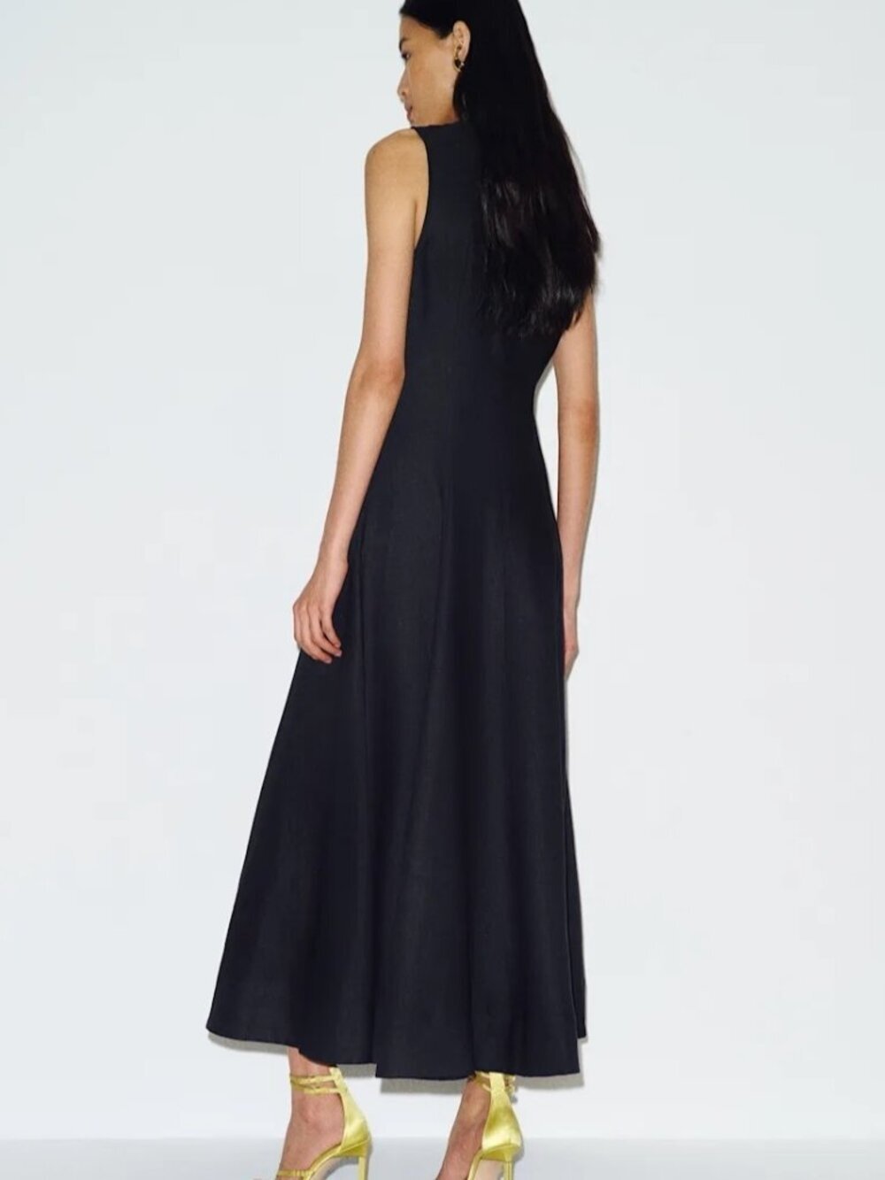 NEW Reformation Cecilia Linen Sleeveless Maxi Dress Black | US 2 UK 6 - Picture 4 of 12